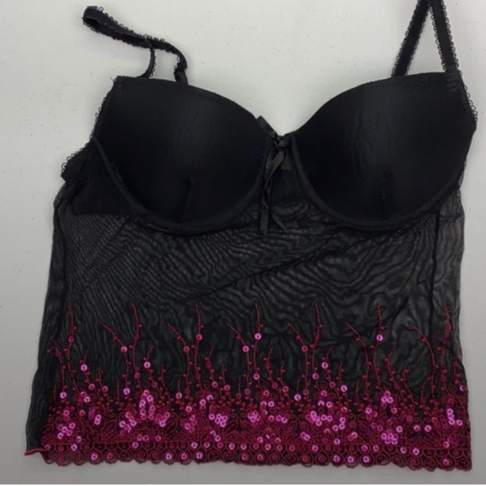 Roselle BLK/PNK Sequin Camisole, 36B  *P1044
